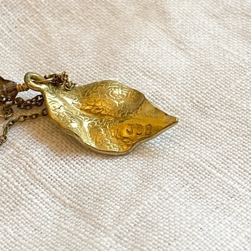 Gold Tone Leaf Earrings - Picture 6 of 6